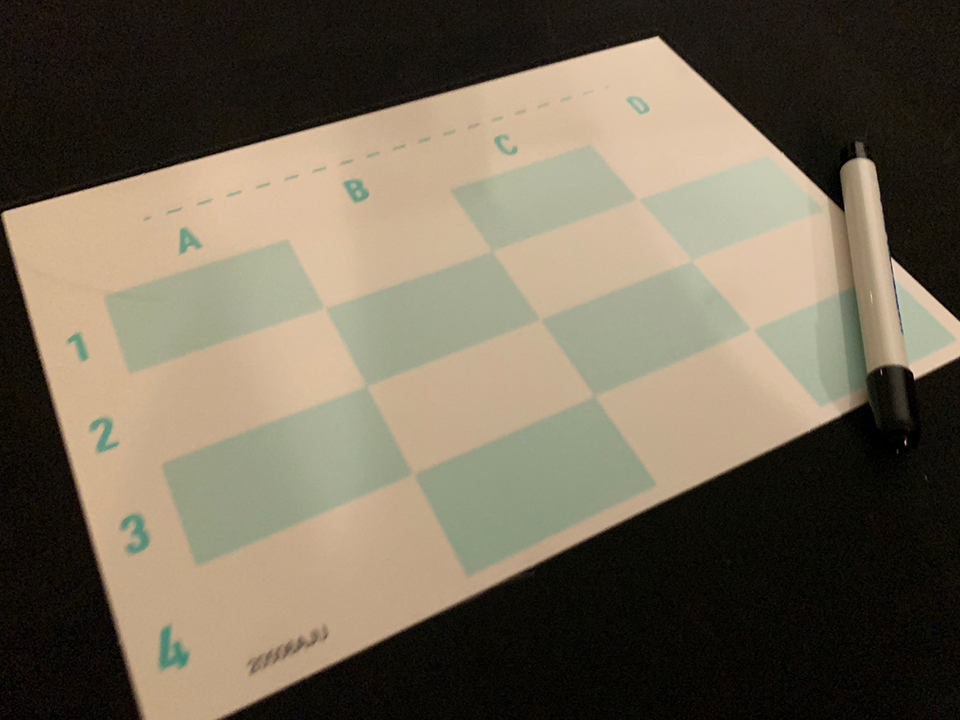 blank card in game chameleon with dry erase marker