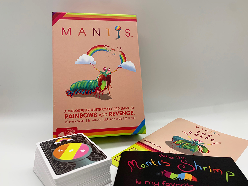 the game mantis comes with a deck of cards, a comic and a rulebook